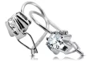 Argent sterling 925 14k 583 Zircon des boucles d'oreilles vec053s Russe Soviétique URSS Style vintage Art Deco style